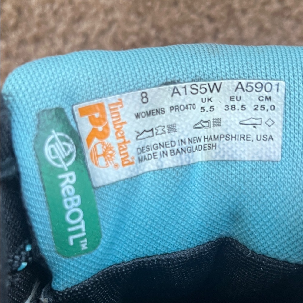 Timberland  PRO Black and Teal Boots - Size 8 - Picture 10 of 10